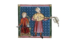 Deux troubadours. Miniature tirée du codex des Cantigas de Santa Maria, vers 1280 - VOX